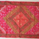 INDIEN Tapestry Pink Wall Hanging Table Cover Recycled Sari Lace Embroidery