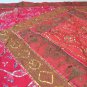 INDIEN Tapestry Pink Wall Hanging Table Cover Recycled Sari Lace Embroidery