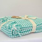 Green White Soft Throw Woven Waffle Blanket 150x130cm Soft 100% Cotton