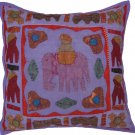 Purple Elephant Cushion Covers Cotton Patch Handmade Applique Indian 16" 40cm