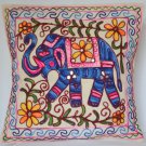 Blue Elephant Cushion Covers 16" 40cm Cotton Wool Aari Embroidery Sale Clearance