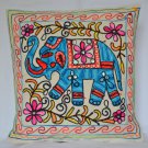 Aqua Elephant Cushion Covers 16" 40cm Cotton Wool Aari Embroidery Sale Clearance