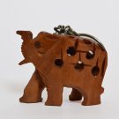 INDIAN Wooden Elephant Key Ring Chain HANDCARVED Keyring Keychain Handmade