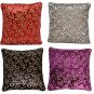 Purple Velvet Cushion Covers Decorative Golden Sparkle Print Flower Fuchsia 40cm