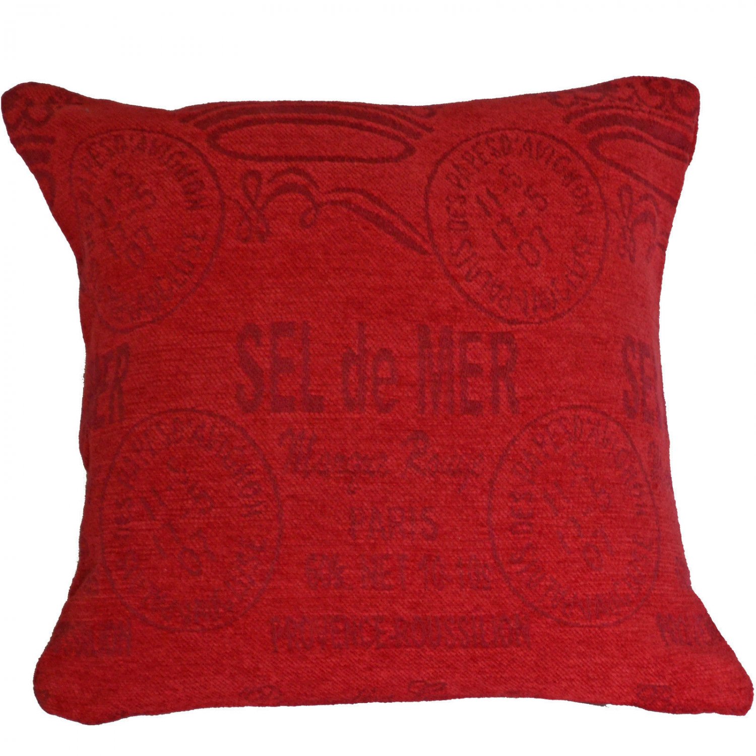 Luxury Red Chenille Cushion Covers Sel de Mer Soft 100% Cotton 18" 45cm