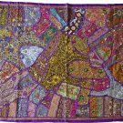 INDIEN Tapestry Purple Wall Hanging Table Cover Recycled Sari Embroidery PR02