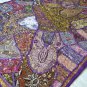INDIEN Tapestry Purple Wall Hanging Table Cover Recycled Sari Embroidery PR02