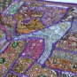 INDIEN Tapestry Purple Wall Hanging Table Cover Recycled Sari Embroidery PR02