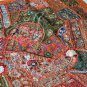 INDIEN Tapestry Orange Wall Hanging Table Cover Recycled Sari Lace Embroidery