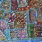 INDIEN Tapestry Aqua Blue Wall Hanging Table Cover Recycled Sari Embroidery AQ02
