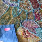 INDIEN Tapestry Aqua Blue Wall Hanging Table Cover Recycled Sari Embroidery AQ02