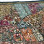 INDIEN Tapestry Dark Green Wall Hanging Table Cover Recycled Sari Embroidery