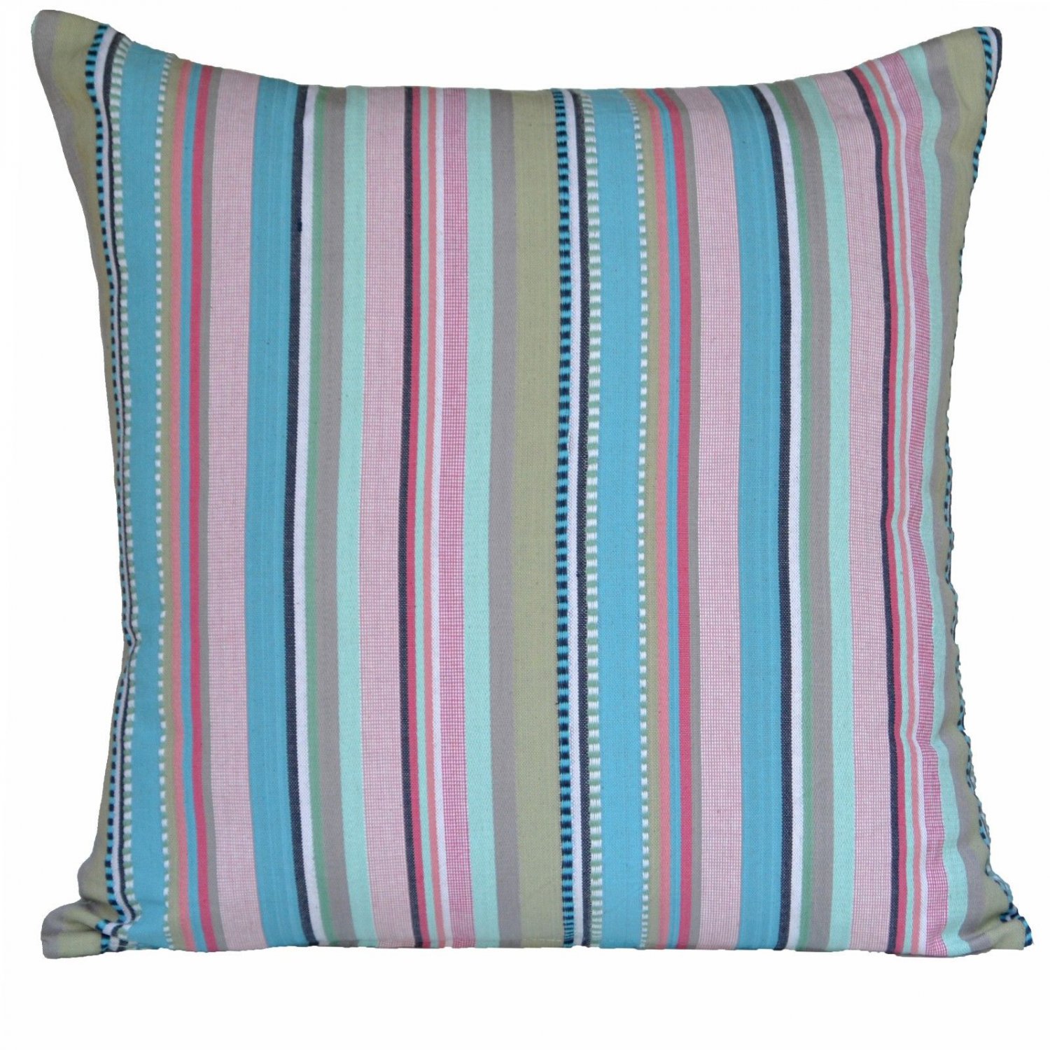 Rainbow Big Cushion Covers Woven Stripes 60 cm 24" Muted Colourful Cotton Chic