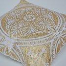 Mandala Cushion Covers Chakra Gold White Cotton 50cm 20" Hand Woven Decorative