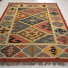 Big Kilim Rug Diamonds Harlequins Wool Jute Indien 180x270cm 6x9' Handmade