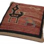 Handmade Kilim Cushion Cover Bird Maroon Ethnic Rustic Indian Moroccan 60cm