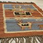 Kilim Rug Birds Wool Jute Indien 60x90cm 2x3' Kelim Maroon Blue Black Handmade