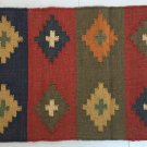 Small Kilim Rug Wool Indien 60x90cm 2x3' Kelim Maroon Navy Handmade Style SPAIN