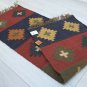 Long Kilim Rug Runner Wool Indien 60x180cm 2x6' Kelim Maroon Navy Handmade SPAIN