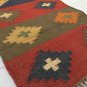 Long Kilim Rug Runner Wool Indien 60x180cm 2x6' Kelim Maroon Navy Handmade SPAIN