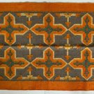 Kilim Rug Hand Made 90x150cm Natural Jute Wool Indien Rust Beige Maroon Diamond