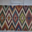 Kilim Rug Hand Made 90x150cm Natural Jute Wool Indian Beige Maroon Diamond 3512