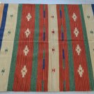 Cotton Rug 150x90cm 5x3' Red Green Beige Indian Handmade