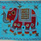 Aqua Elephant Wall Hanging Indien Hippy Ethnic Sequin Tapestry Embroidered 86cm