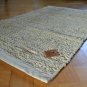 Cream Leather Chindi Runner Rug Handmade Recycled 90x60cm 3x2 Hemmed Pastel