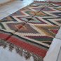 Kilim Rug Hand Made 90x150cm Natural Jute Wool Indian Beige Maroon Diamond 3511