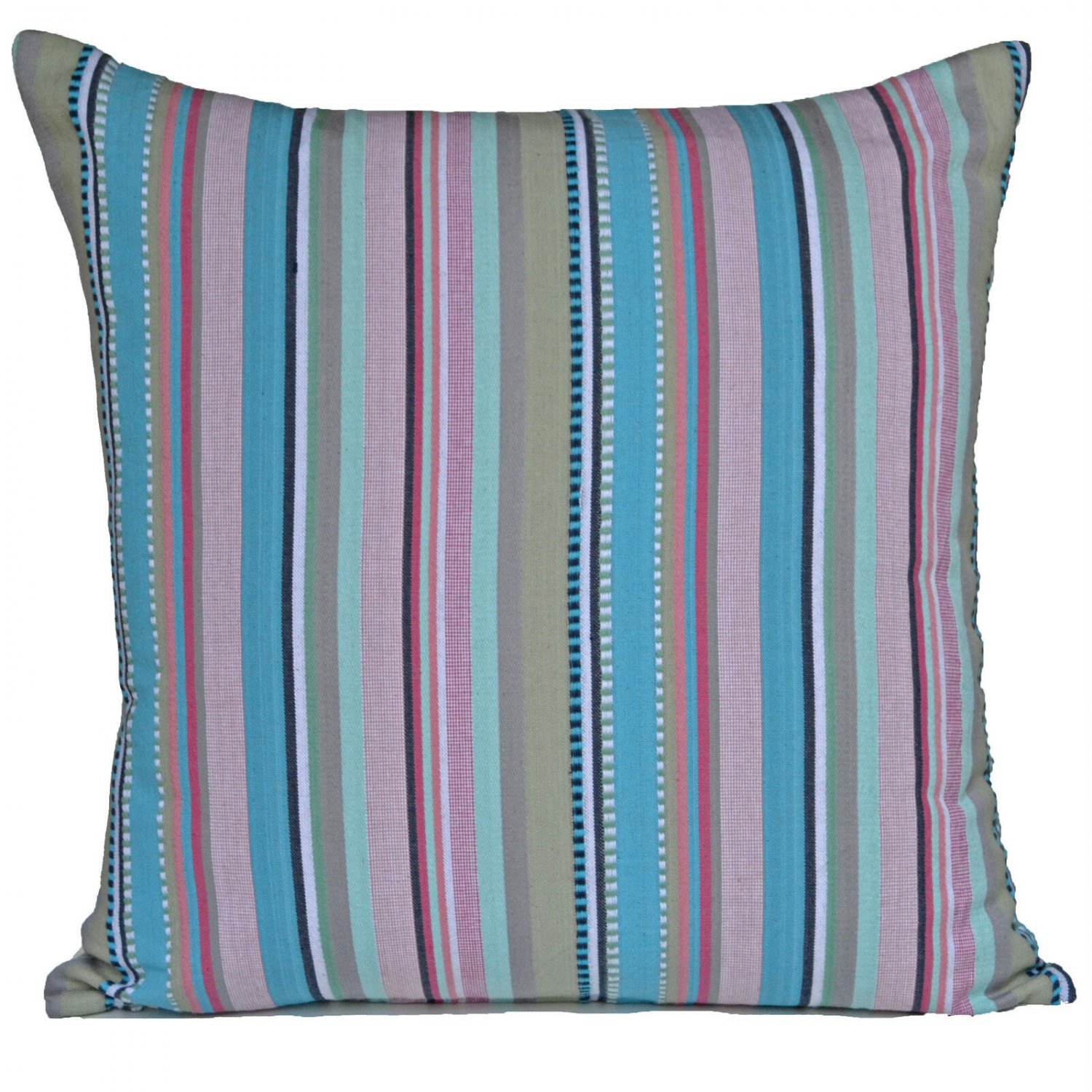 Trendy Rainbow Cushion Blue Stripe Filled Pink Aqua Large 60cm 24" Cotton