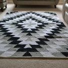 Diamond Cotton Rug Soft Black White Grey Hand Made Woven Harlequin 120cm x 180cm