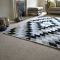 Diamond Cotton Rug Soft Black White Grey Hand Made Woven Harlequin 120cm x 180cm
