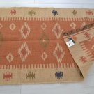 Kilim Rug Wool Jute Indian 150x90cm 5x3' Kelim Orange Beige Brown Style Morocco