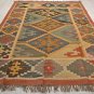 Big Kilim Rug Diamonds Geometric Wool Jute Indien 180x270cm 6x9' Handmade
