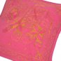 Pink Elephant Cushion Covers 40cm 16" INDIEN Handmade Cotton Golden Embroidered