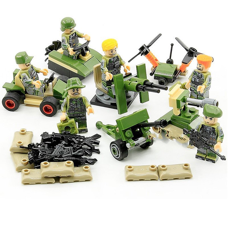 6pcs Japan SWAT ww2 war army military minifigures building block toys lego