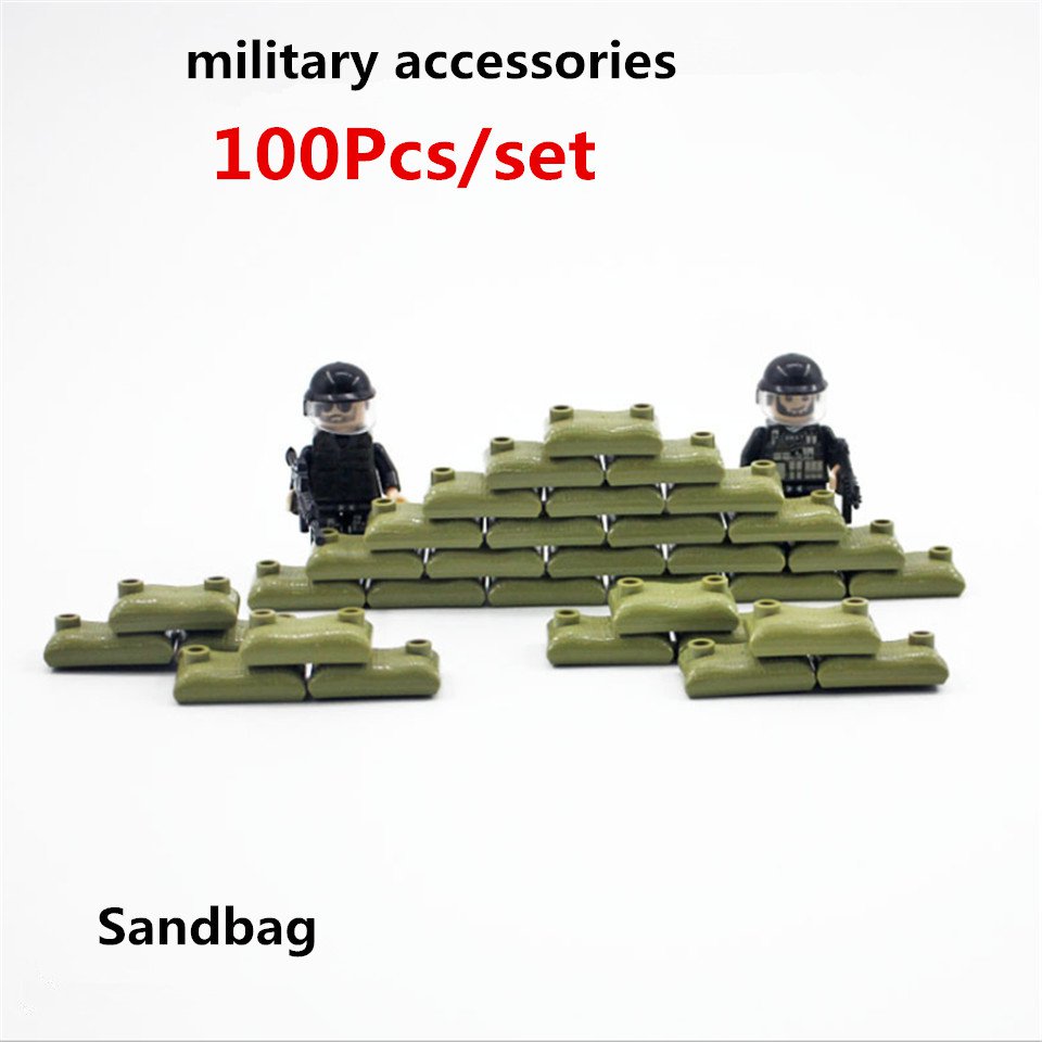 100pcs Sandbag military Accessories for war army minifigure lego toys