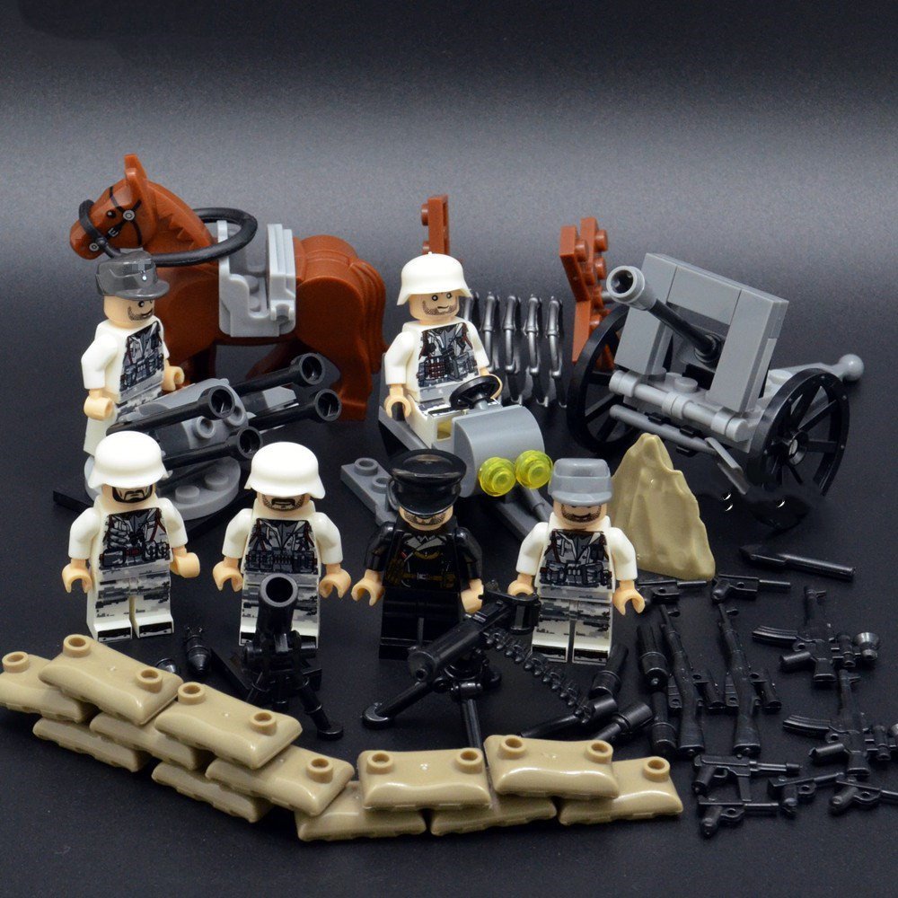 6pcs white German soldiers ww2 war army military lego toys minifigure