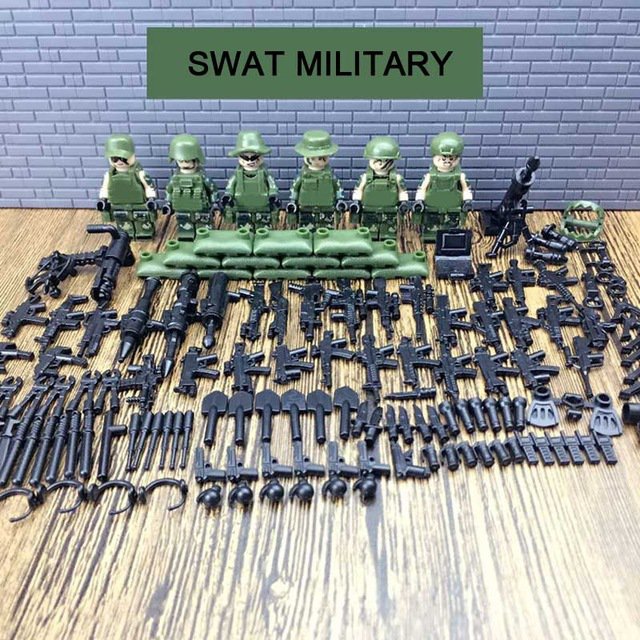 SWAT War Army Military Weapon Gun Bazooka Equipment Lego Minifigure Toys Set