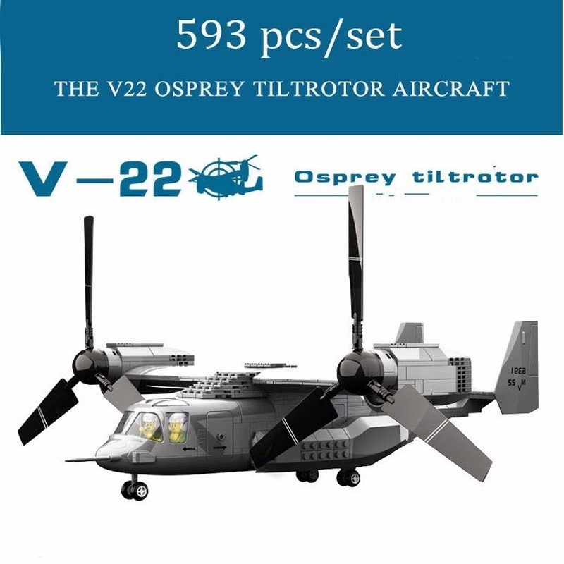 V22 V-22 Osprey Tiltrotor Aircraft Military Plane Lego Style Toys