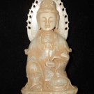 Old Chinese Quan Yin &Ru Yi White Jade Carving AD1644