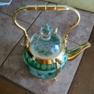 Grape Design Glass and Gold Teapot