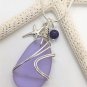 Purple Sea glass nautical necklace