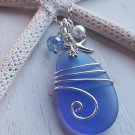 Blue Sea glass nautical necklace