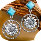 Turqouise Sunflower Dangle Earrings