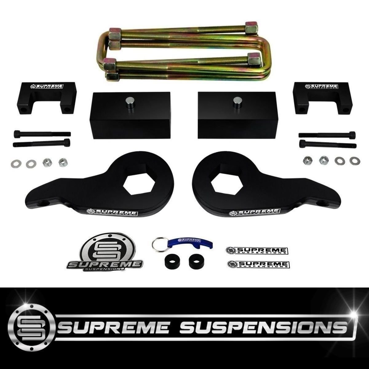 88-99 Chevy GMC K1500 3" Front Rear Complete Level Lift Kit Shock Extenders 4X4