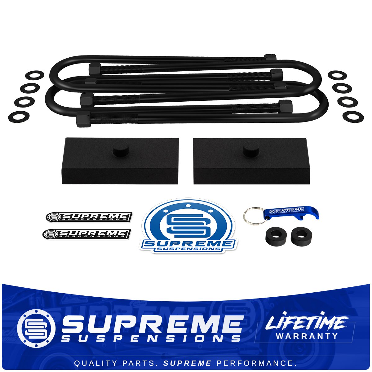 1" Rear Lift Blocks 3/4th Axle Locator Pin + U-Bolts For 03-13 Ram 2500 3500