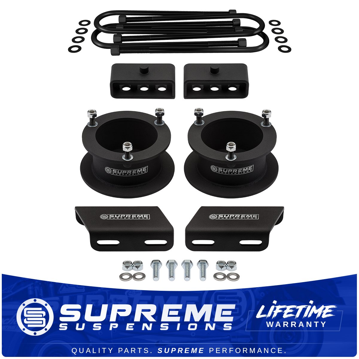 Supreme 3" Fr + 2" Rr Lift Level Kit 03-13 Dodge Ram 2500 4WD Sway Bar Brackets