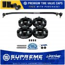 Wheel Spacer Set + Adjustable Tie Rod For 07-18 Wrangler JK Includes 4 Tire Valve Caps